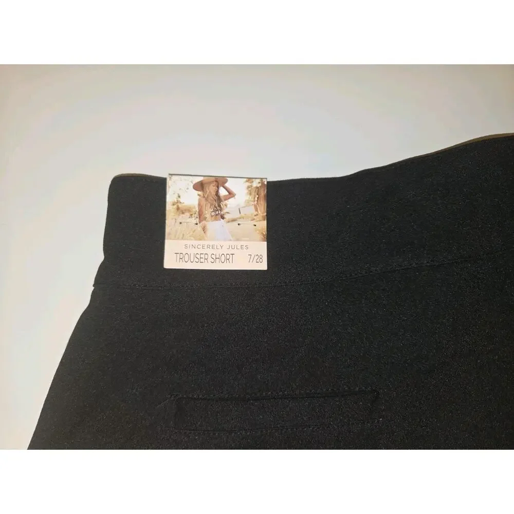 Sincerely Jules Women’s Trouser Shorts 7/28 Black High Rise Dress Shorts NWT